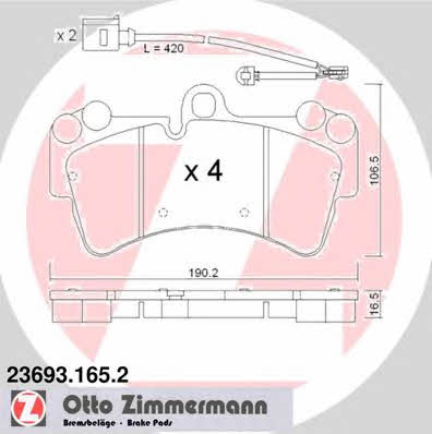 Otto Zimmermann 23693.165.2 Brake Pad Set, disc brake 236931652