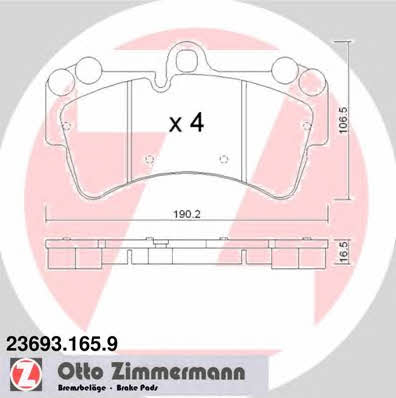 Otto Zimmermann 23693.165.9 Brake Pad Set, disc brake 236931659