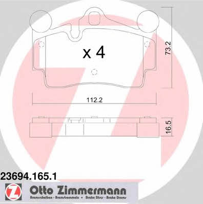 Otto Zimmermann 23694.165.1 Brake Pad Set, disc brake 236941651