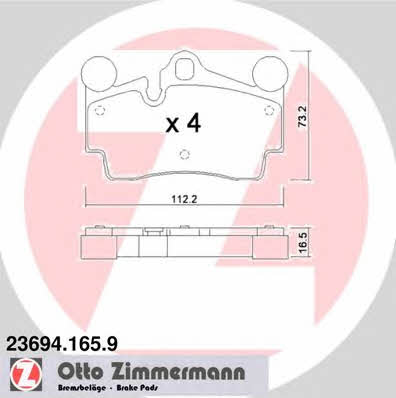 Otto Zimmermann 23694.165.9 Brake Pad Set, disc brake 236941659