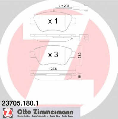 Otto Zimmermann 23705.180.1 Brake Pad Set, disc brake 237051801
