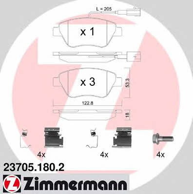 Otto Zimmermann 23705.180.2 Brake Pad Set, disc brake 237051802