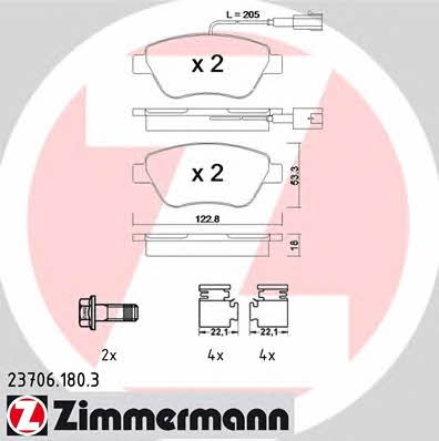 Otto Zimmermann 23706.180.3 Brake Pad Set, disc brake 237061803