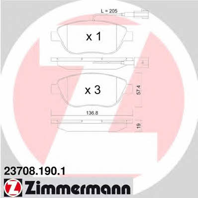 Otto Zimmermann 23708.190.1 Brake Pad Set, disc brake 237081901