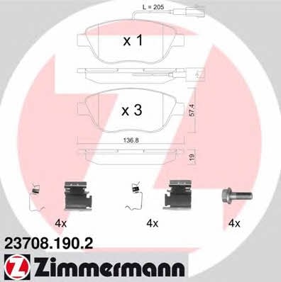 Otto Zimmermann 23708.190.2 Brake Pad Set, disc brake 237081902