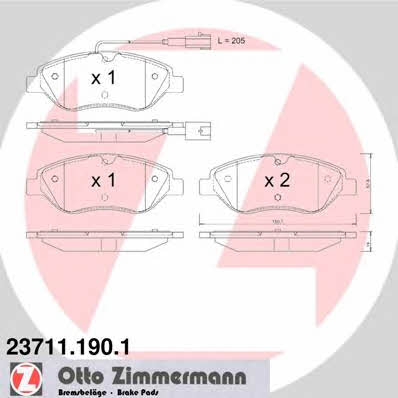 Otto Zimmermann 23711.190.1 Brake Pad Set, disc brake 237111901