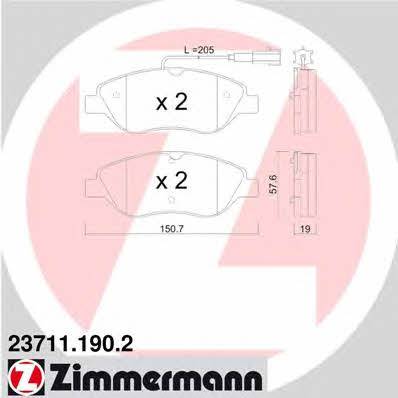 Otto Zimmermann 23711.190.2 Brake Pad Set, disc brake 237111902