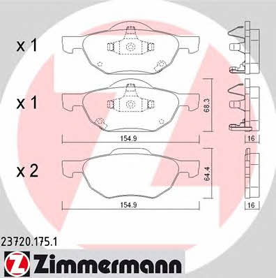 Otto Zimmermann 23720.175.1 Brake Pad Set, disc brake 237201751
