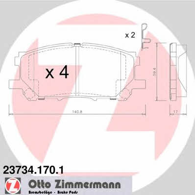 Otto Zimmermann 23734.170.1 Brake Pad Set, disc brake 237341701