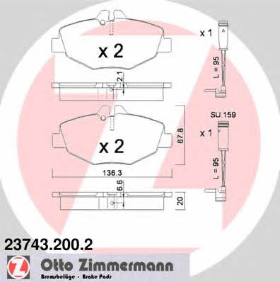 Otto Zimmermann 23743.200.2 Brake Pad Set, disc brake 237432002