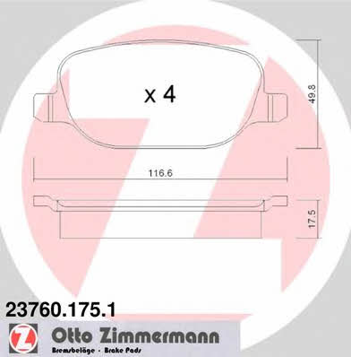 Otto Zimmermann 23760.175.1 Brake Pad Set, disc brake 237601751
