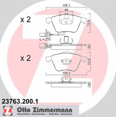 Otto Zimmermann 23763.200.1 Brake Pad Set, disc brake 237632001