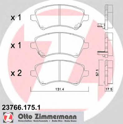 Otto Zimmermann 23766.175.1 Brake Pad Set, disc brake 237661751