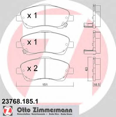 Otto Zimmermann 23768.185.1 Brake Pad Set, disc brake 237681851