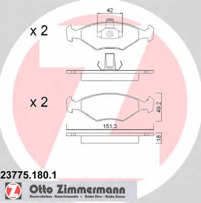 Otto Zimmermann 23775.180.1 Brake Pad Set, disc brake 237751801
