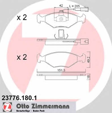Otto Zimmermann 23776.180.1 Brake Pad Set, disc brake 237761801