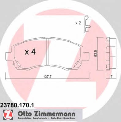 Otto Zimmermann 23780.170.1 Brake Pad Set, disc brake 237801701