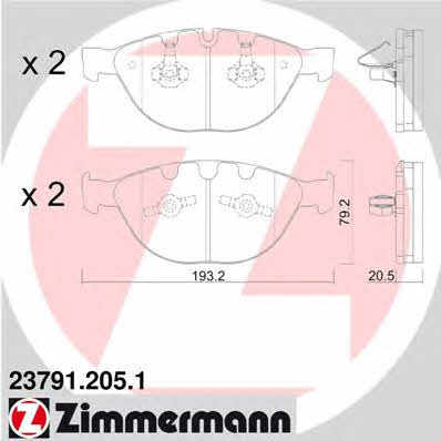 Otto Zimmermann 23791.205.1 Brake Pad Set, disc brake 237912051