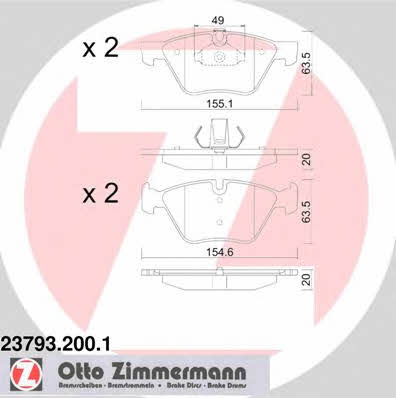 Otto Zimmermann 23793.200.1 Brake Pad Set, disc brake 237932001