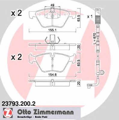 Otto Zimmermann 23793.200.2 Brake Pad Set, disc brake 237932002