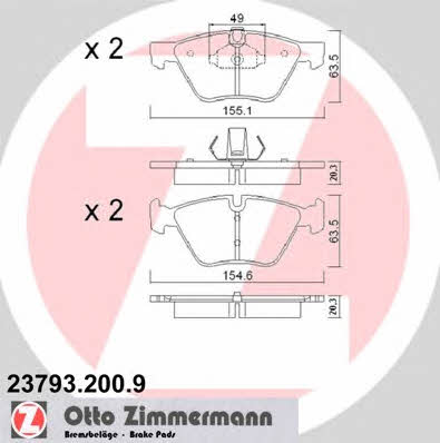 Otto Zimmermann 23793.200.9 Brake Pad Set, disc brake 237932009