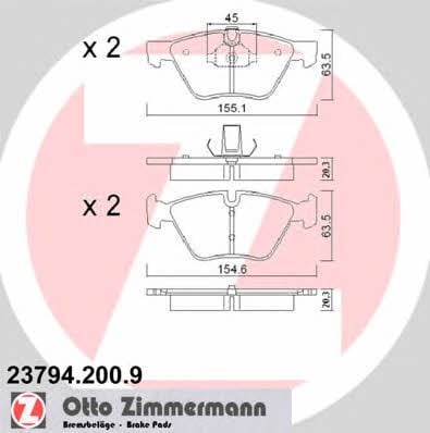 Otto Zimmermann 23794.200.9 Brake Pad Set, disc brake 237942009