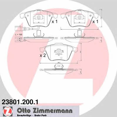 Otto Zimmermann 23801.200.1 Brake Pad Set, disc brake 238012001