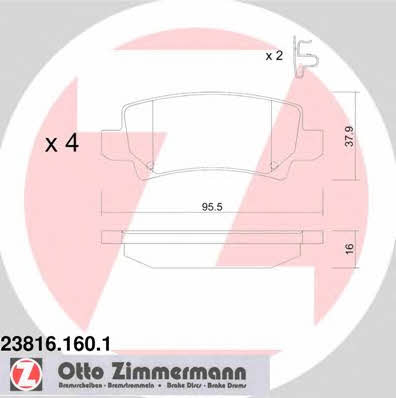 Otto Zimmermann 23816.160.1 Brake Pad Set, disc brake 238161601