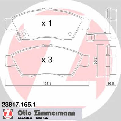 Otto Zimmermann 23817.165.1 Brake Pad Set, disc brake 238171651