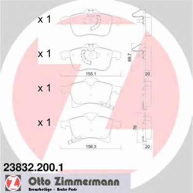Otto Zimmermann 23832.200.1 Brake Pad Set, disc brake 238322001
