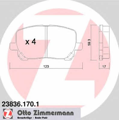 Otto Zimmermann 23836.170.1 Brake Pad Set, disc brake 238361701