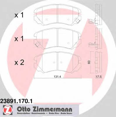 Otto Zimmermann 23891.170.1 Brake Pad Set, disc brake 238911701