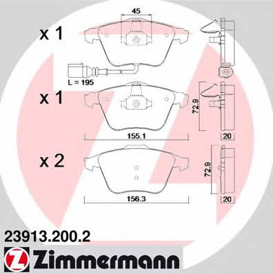 Otto Zimmermann 23913.200.2 Brake Pad Set, disc brake 239132002