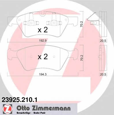 Otto Zimmermann 23925.210.1 Brake Pad Set, disc brake 239252101
