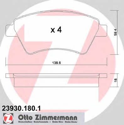 Otto Zimmermann 23930.180.1 Brake Pad Set, disc brake 239301801