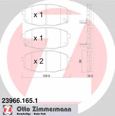 Otto Zimmermann 23966.165.1 Brake Pad Set, disc brake 239661651