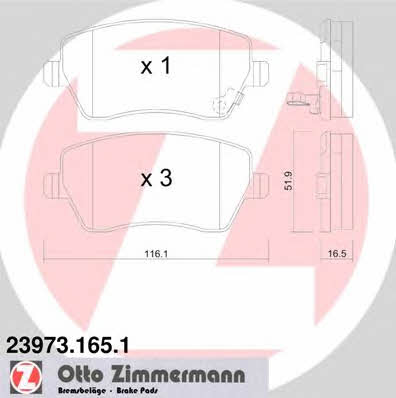 Otto Zimmermann 23973.165.1 Brake Pad Set, disc brake 239731651