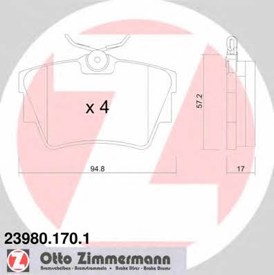 Otto Zimmermann 23980.170.1 Rear disc brake pads, set 239801701