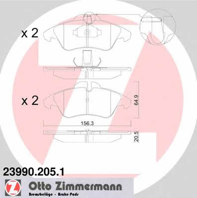 Otto Zimmermann 23990.205.1 Brake Pad Set, disc brake 239902051