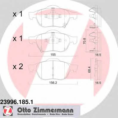 Otto Zimmermann 23996.185.1 Brake Pad Set, disc brake 239961851