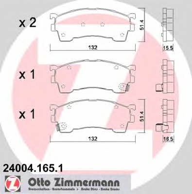 Otto Zimmermann 24004.165.1 Brake Pad Set, disc brake 240041651