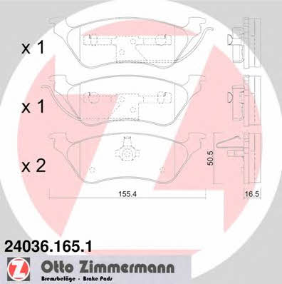 Otto Zimmermann 24036.165.1 Brake Pad Set, disc brake 240361651