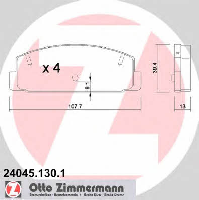 Otto Zimmermann 24045.130.1 Rear disc brake pads, set 240451301