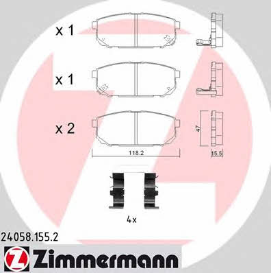 Otto Zimmermann 24058.155.2 Brake Pad Set, disc brake 240581552