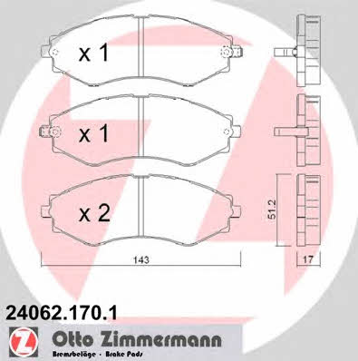 Otto Zimmermann 24062.170.1 Brake Pad Set, disc brake 240621701