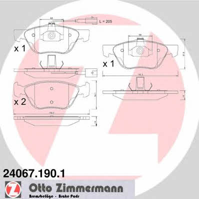 Otto Zimmermann 24067.190.1 Brake Pad Set, disc brake 240671901