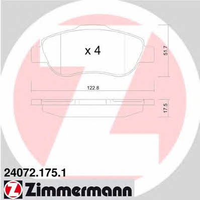 Otto Zimmermann 24072.175.1 Brake Pad Set, disc brake 240721751