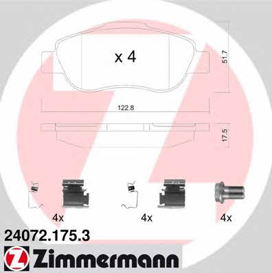 Otto Zimmermann 24072.175.3 Brake Pad Set, disc brake 240721753