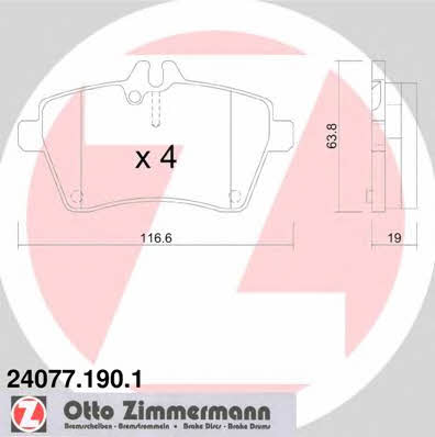 Otto Zimmermann 24077.190.1 Brake Pad Set, disc brake 240771901