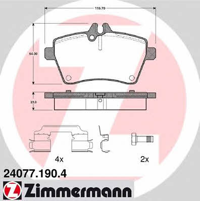 Otto Zimmermann 24077.190.4 Brake Pad Set, disc brake 240771904